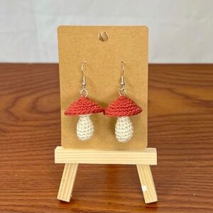 Red Crochet Mushroom Earrings